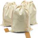 3 Pack Multifunctional Canvas Drawstring Bags 12 x 16 Inch - Reusable Eco-Friendly Storage for Home Travel Organization - Dust Pockets