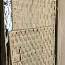 Storage Basket with Lid Rattan Woven Storage Baskets with 2 Separate Lids, 17.2 Gallon (65 L), 22 x 13 x 13.8 Inches,Foldable, 2 Removable Liner Bags Handles for Bedroom, Laundry Room Natural