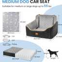 Dog Car Seat for Medium Dogs - Pet Car Seat with 2 Safety Straps & Waterproof Padding, Portable Pet Carrier for Cars, Trucks & SUVs, Comfortable Booster Bed for Pets Up to 55lbs (Black/Grey)