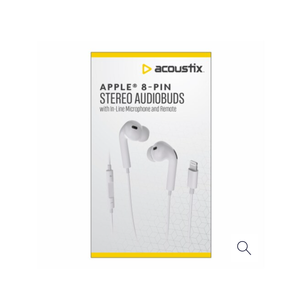 Acoustix Apple 8-Pin Stereo Audiobuds, White