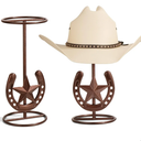 Cowboy Hat Stand, Hat Display, Western Horseshoe Decor, Cowboy Hat Holder, Hat Stands for Display Tabletop, Cowboys Gifts for Men, Desk Hat Rack for Fedora, Sun Hats,Straw Hats, Iron, Bronze, 2 Packs
