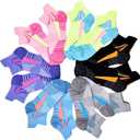 J.WMEET Womens Ankle Socks Athletic Cushioned Breathable Performance Sport Tab Cotton Quarter Women's Running Socks 6 Pack (5-9, Pink/Blue/Neon Green/Purple/Black/Grey)