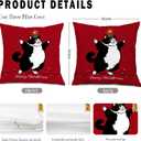 2 x Black and White Fat Cat Christmas Pillow Covers 18x18, Tuxedo Cat Gifts, Cats Lover Gifts, Red Merry Christmas Decorative Throw Pillow Covers for Bedroom Living Room Home (Color 21)