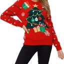 VENTELAN Women's Christmas Sweater Funny Christmas Tree Ugly Pullover Snowflake Long Sleeve Sweater Shirt (M)
