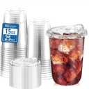 Homestockplus 25 Pack 15 oz BPA-Free Clear Plastic Cups with Strawless Sip Lids - Leak-Proof Round Bottom Disposable Iced Coffee Cups for Kids, To-Go Cold Drinks, Ideal for Small Parties & Daily Use