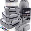 Veken 8 Set Packing Cubes for Travel Essentials, Suitcase Organizer Bags in 4 Sizes, Carry-On Luggage Accessories with Large Laundry & Hanging Toiletry Bag, Must-Have for Airplane, Road Trip & Camping (Dove Gray)