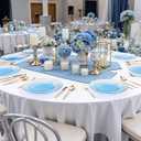 Rubtlamp 150Pcs Blue Christmas Plastic Plates, Gold Plastic Dinnerware Set For 30 Guest, Hammered Heavy Duty Plates with Gold Rim Include 30Dinner Platos, 30Salad Platos,90 Cutlery For Christmas