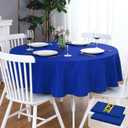 FOLINS&HOME 2 Pack Royal Blue Round Tablecloth - 60 Inch Waterproof 210 GSM Wrinkle Free Polyester Circle Table Cloth, Spillproof Washable Wipeable Table Cover for Party, Wedding, Dining (2 Pcs)