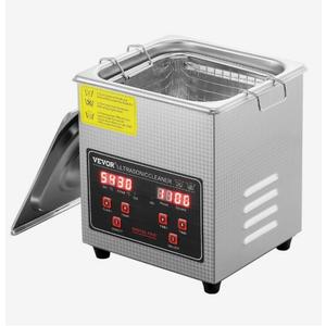 VEVOR Sonic Cleaner with Digital Timer & Heater, Professional Ultra Sonic Parts Cleaner, Stainless Steel Heated Cleaning Machine for Glasses Watch Rings Jewelry Circuit Board (2L)