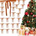 2 x 24Pcs Velvet Ribbon Bows for Christmas Tree, Christmas Wreath Bows,Vintage Rustic Ornaments for Garland, Wreath, Gift Wrapping, Treat Bags and DIY Holiday Decorations (5" x 7") (Camel)