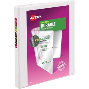 Avery Durable View 3 Ring Binder for Home, School Supplies, Office, or Organization Needs, 0.5" Slant Ring, 1 Pack White Binder (17002)