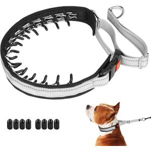 Mayerzon Martingale No Pull Collar for Medium Dogs, Patented Anti Pull Dog Collar with Buckle for Walking Training, with Neoprene Padding and Reflective Stitching, Adjustable(Grey) (Medium,2.5mm,14.5"-18.5"Neck)