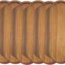Solid Wood Serving Platters and Trays of Natural Wood with Edge,Rectangular Avoid Sliding and Spilling Food (Acacia Oval Platters 6 Pack)