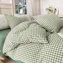 LifeTB Twin XL Comforter Set Green Gingham Comforter for Men Boys Geometric Plaid Comforter Set Grid Checkered Pattern Comforter with 2 Pillowcases Fluffy Soft Plaid Gingham Bedding Set Twin XL
