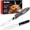 Mueller Ultra-Carver Electric Knife for Carving Meats, Poultry, Bread, Crafting Foam. Stainless Steel Blades, Powerful Motor, Ergonomic Handle, One-Touch On/Off Button, Serving Fork Included, Gray