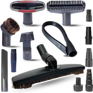 Universal Vacuum Attachments & Brushes Kit - Hardwood Floor Vacuum Brush Head Attachment & Shop-vacs Accessories - Universal Vacuum Hose Adapter Kit & Dryer vent Flexible Crevice Attachment, 2 1/2' to 1 1/4', 1 7/8' to 1 3/8' to 1 1/4' to 1'