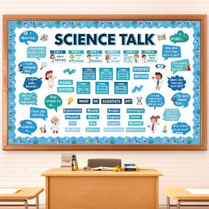 93 Pcs Science Bulletin Board Set Science Talk Posters Classroom Decorations Educational Paper Cutouts for Elementary Middle High School Wall Decor paper cutouts Back to School Teacher Supplies