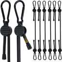 Adjustable Bungee Cords with Hooks, 6 Pack Thick Elastic Straps, Easy to Lengthen and Resecure (7"-48") Strong, Stretchy Tie Downs with Secure Hooks for Cargo, Camping, Tents, Luggage  All-Weather