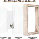 MUYE 5x7 Floating Frames Distressed Beige White Wood Pattern,Double Glass Picture Frame Display Any Size Photo up to 5x7,Wall Mount or Tabletop,2 Pack