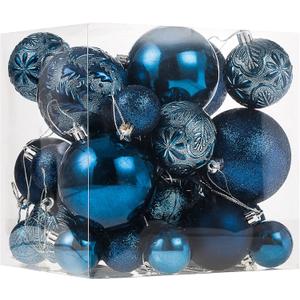 Senjie Night Blue Shatterproof Christmas Ornaments, 32pcs Set, Traditional Style, Plastic Material, Christmas & Wedding Occasion