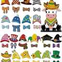42 Pcs Small Interchangeable Cinco De Mayo Cow Figurine Farmhouse Holiday Cow Office Decor Seasonal Sign Desk Accessories Mexican Tier Tray Home Decoration Wood Welcome Ornament Gift
