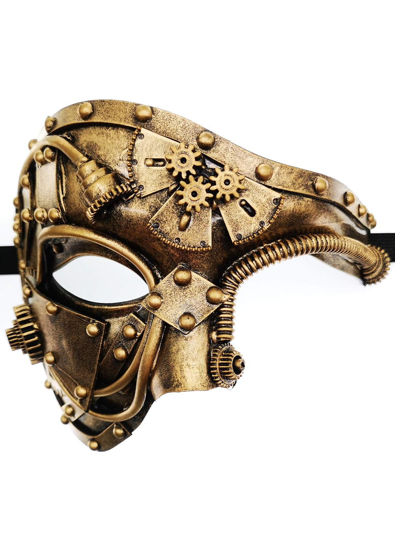 Ubauta Steampunk Metal Cyborg Venetian Mask, Masquerade Mask For Halloween Costume Party/Phantom Of The Opera/Mardi Gras Ball