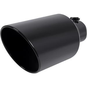 Stainless Steel 4 inch Inlet Diesel Exhaust Tip Tailpipe, 8" Outlet 15" Long 20 Rolled End Tip Angle Cut Bolt On Exhaust Tail Pipe 4"x8"x15" Painted Black Universal Car