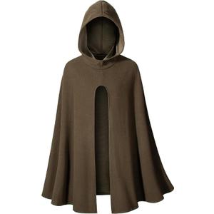 Kids Medieval Renaissance Hooded Cloak Costume Boys Girls Cape Archer Hunter Ranger Wizard Robe Cosplay (Brown, S)