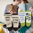 5 x Stocking Stuffers for Women Funny Socks Book Lovers Gifts for Readers Novelty Reading Gifts Students Teachers Author (Patterned)