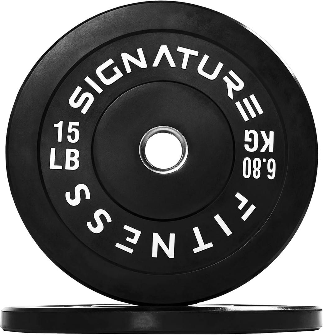 Olympic Bumper Plates, 2" Weight Plates for Strength Training & Weightlifting, 1 Pack, 15 LB