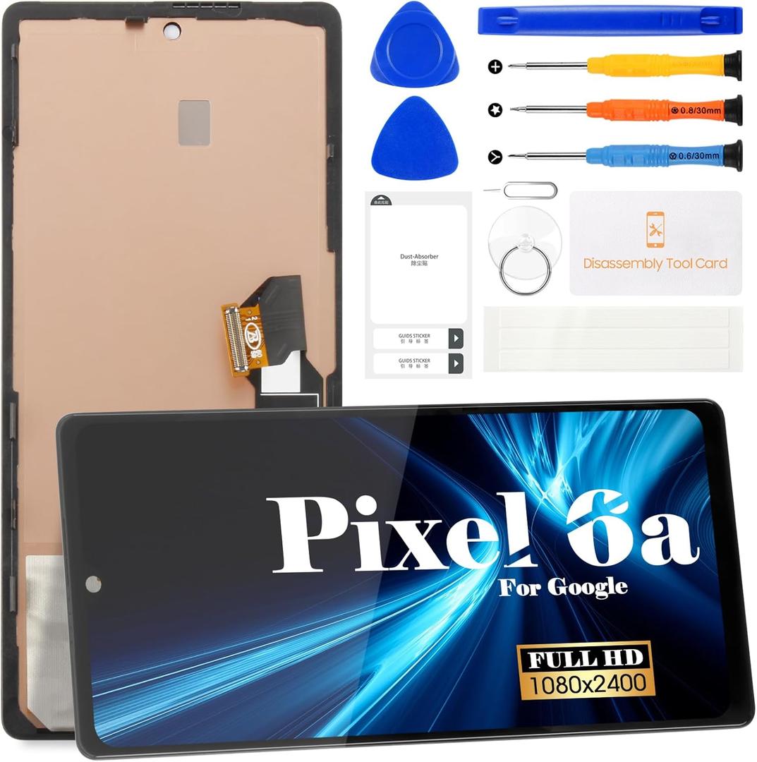 OLED for Google Pixel 6A Screen Replacement for Google Pixel 6A LCD Replacement Kits for Google Pixel 6A Digitizer Touch Screen Display Assembly Repair with Frame GX7AS GB62Z G1AZG(No Original)
