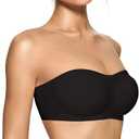 OEAK Womens Strapless Bras Push Up Bandeau Bra Non Slip Wireless Supportive Padded Bras Seamless Comfortable Tube Bra, M