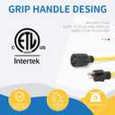 NEMA 5-15P to L14-30R Generator Adapter Cord, Heavy Duty 10AWG Power Extension Cable, ETL Listed Twist Lock Plug, Household 15Amp 3Prong Male to 30Amp 4Prong Locking Female