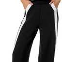 XIEERDUO Two Piece Sets for Women Summer Outfits Travel Mock Neck Lounge Sets Wide Leg Pants Beach Vacation Clothes (Medium, Black+white)