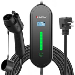 SubSun Universal Level 1 & 2 Portable EV Charger 16Amp 110V-240V Electric Car Charger for All EVs Include J1772, 25FT EV Charging Cable with NEMA 6-20P and 5-15 Adapter