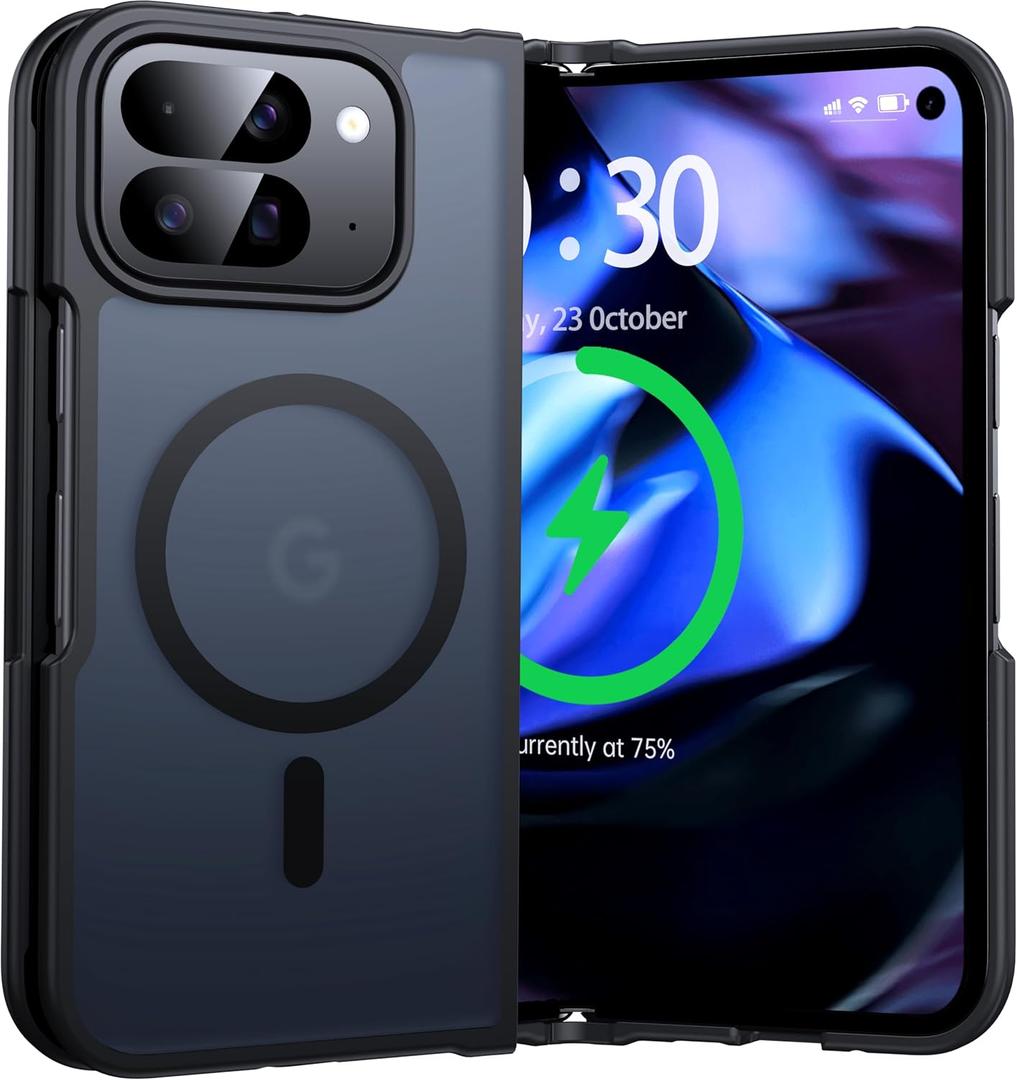 NO.1 Magnetic for Google Pixel 10 Pro Fold Case Compatible with MagSafe [Military Grade Drop Tested][Translucent Matte][Anti-Fingerprint] Soft Silicone Bumper for Google 10 Pro Fold Case,Black