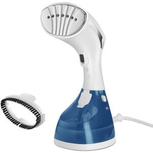 Sunbeam 1200W Power Steam Handheld Steamer for Clothes, Extra Burst of Steam Feature, 30-Second Fast Heat-Up, Bristle Brush Attachment, White and Blue Finish (One Size)