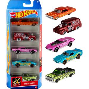 Hot Wheels 1:64 Scale Die-Cast Toy Cars 5-Pack, Set of 5 Toy Race Cars, Hot Rods, Character Cars, Rescue or Pick-Up Trucks (Styles May Vary)