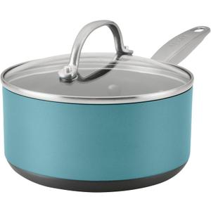 Anolon Achieve Hard Anodized Nonstick Sauce Pan with Lid, 2 Quart, Teal