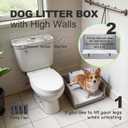 HQ4US 4LEGS Dog Litter Box, Pee Pad Holder Foldable, 22''x 22'' Indoor Dog Potty Tray for Medium Dogs, High Walls, Seamless, No Assembly, Waterproof, Easy to Clean, No Spill,Portable for Travel