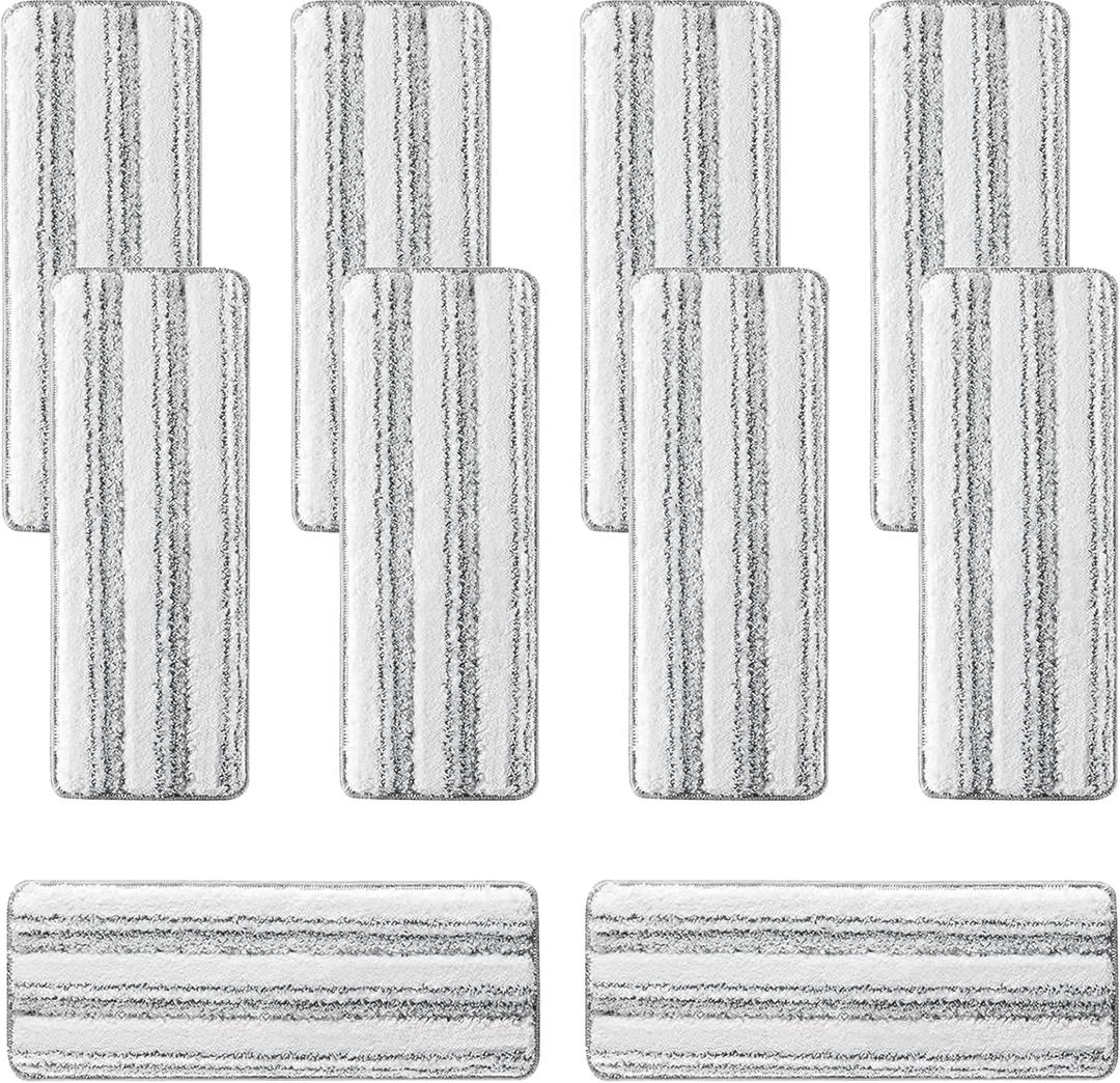 10Pcs Joymoop Mop Replacement Pads, 13 * 4.9'' Universal Mop Pads Mop Head Refills Washable Wet Mop, Compatible with Most 11-13 Size Mops (White)