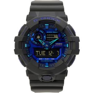 Mens G-Shock Virtual Black Metallic Analog/Digital Watch, Blue Violet