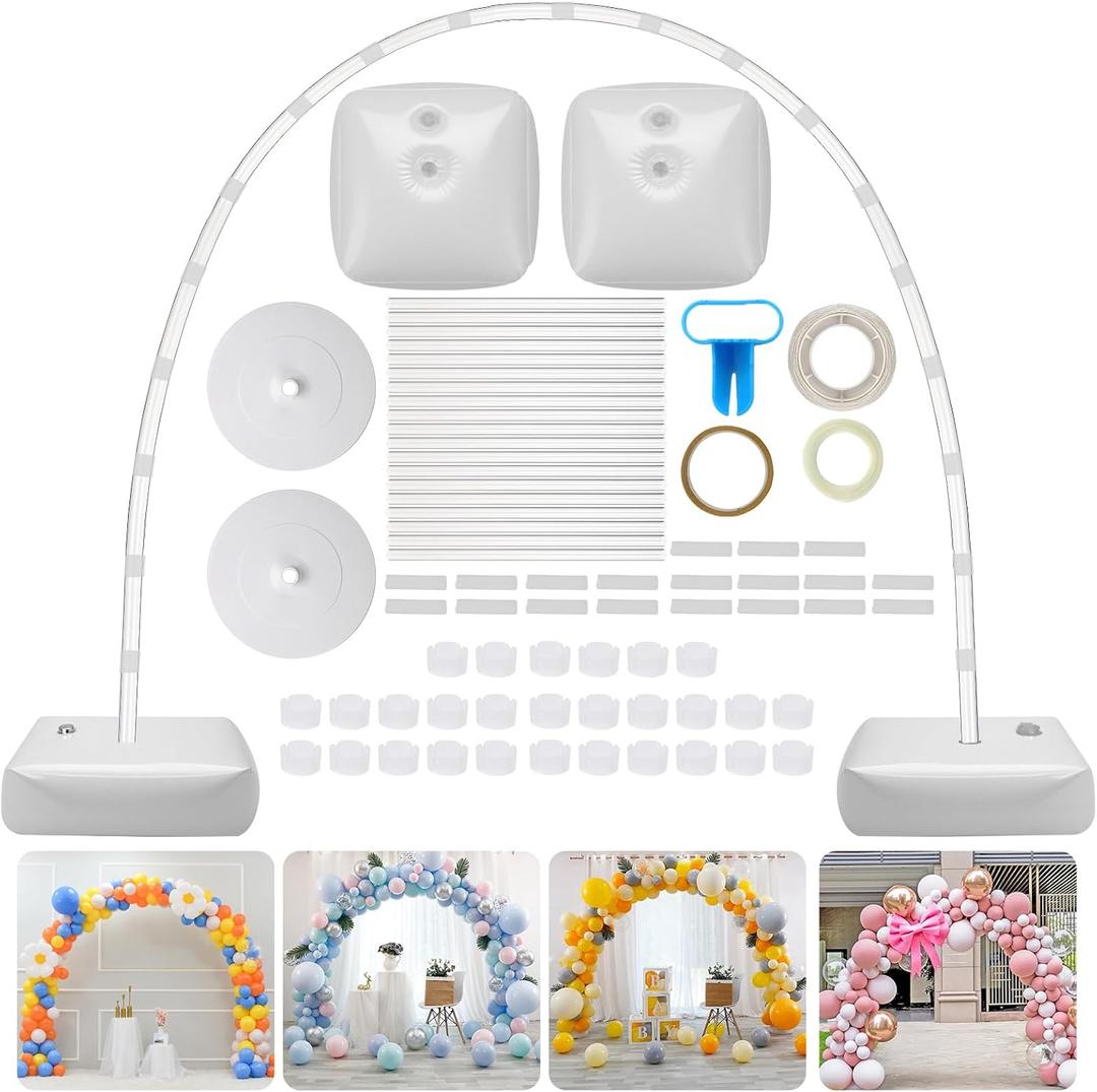 Balloon Arch Kit, Adjustable 10FT Wide & 8FT Tall Balloon Arch Stand Kit with Water Fillable Bases, Garden Arbors Plant Support Stand with 40pcs Balloon Clips for Wedding, Graduation, Holiday Party