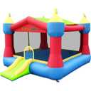 Bounceland Inflatable Party Castle Bounce House Bouncer, 16 ft L x 13 ft W x 10.3 ft H, Basketball Hoop, Removable Sun Roof, UL Strong Blower included, Fun Slide and Bounce Area, Castle Theme for Kids