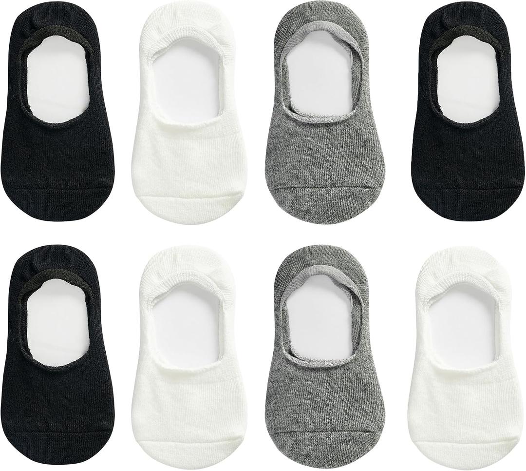 VWU Toddler Socks No Show Kids Baby Thin Cotton Socks Anti Slip Color Assorted 8 Pairs (L)