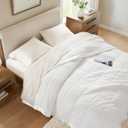 Madison Park Windom Down Alternative Blanket, Premium 3M Scotchgard Moisture Wicking Treatment, Lightweight and Soft Bed Cover For All Season, Satin Trim, White Full/Queen