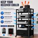 4-Tier Audio Rack with Wheels, AV Media Stand, L 19.7 in × W 15.7 in × H 39.3 in
