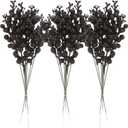 Sea Team 24-Pack Artificial Glitter Holly Berry Twig Ornaments, Decorative Fruit Sticks, Glittery Stems, Picks, Branches for Christmas Tree, Small Vase, Holiday, Wedding, Party (11", Black)