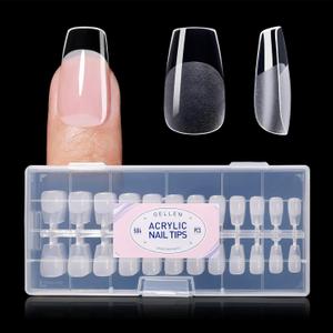 Gellen Short Coffin Press on Nails - 504Pcs Clear Acrylic Nail Tips, Half Matte Finish, Full Coverage Short Coffin Press on Nails 12 Sizes for DIY & Salon Manicure