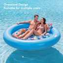 Pool Floats Adult Heavy Duty, OKSUWATER 75" x 75" Giant Inflatable Pool Float with Removable Pillow & Handles, Tanning Pool Lounger Floaties Bed for Swimming Pool Beach Outdoor Summer Party (Blue-XL), X-Large